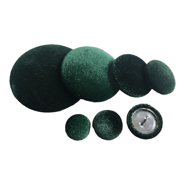 Hand Covered Hunter Green Velvet Shank Buttons for Coats Blazer Jackets Pillows Upholstered Wall Panels Sofas Armchairs Ottomans.