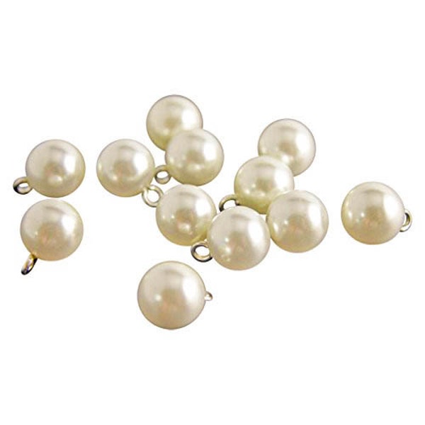 Full Round Ivory Pearl Bridal Buttons with metal shank 3/8  inches 16L - 10 mm - 1 Dozen