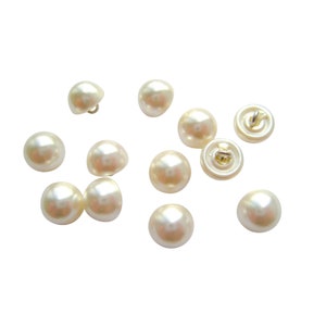 12 pcs 5/16 inch 8 mm Ivory Pearl Bridal Buttons in Half Dome Shape