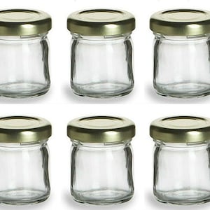 6 1.5 oz Mini Glass Jars for DIY Wedding jam jelly honey favors DIY Magnetic Spice Jars/ Storage and Organization image 2