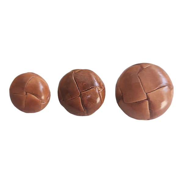 Natural Color Genuine Leather Buttons with Knot Style / For Leatherworking Upholstery Sewing and Chunky Knitwear.