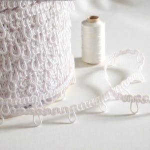 White 1 inch spaced Elastic Bridal Button Loops - 1" space between the loops