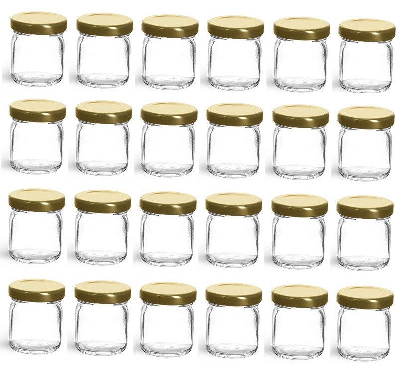 DESIYUE 1.5oz-30 Pack Mini Glass Mason Jars Set with Silver Lids & Handles,  Small Favor Jars, Food Storage Containers for Weddings, Decoration