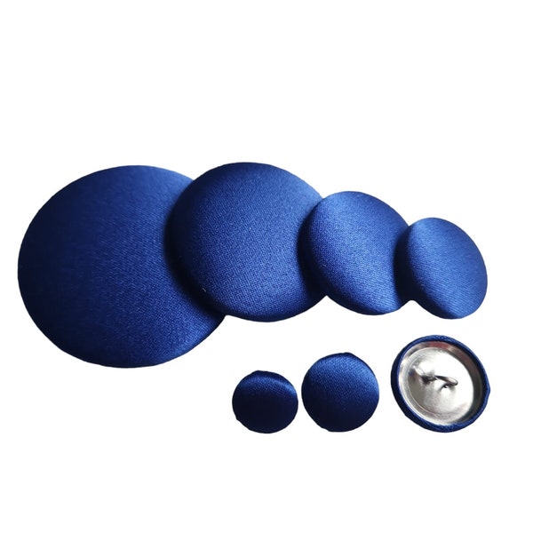 Chic Royal Blue Silk Satin Buttons w/Shank - Elegant Handmade Touch for Tuxedos Suits Blazers Bridesmaid Dresses & Sewing