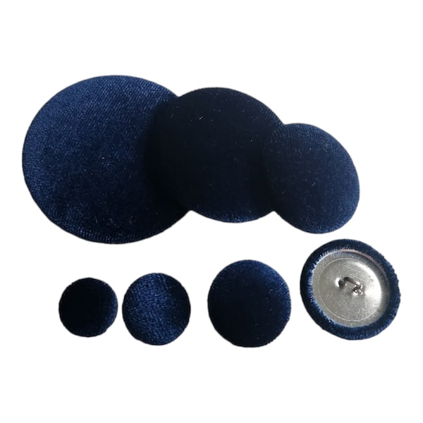 Navy Blue Velvet Covered Shank Buttons for Sewing Projects Blouses Blazers Skirts Dresses Best Man Suits Jackets and Sleeve Button.