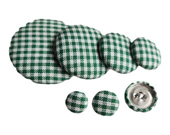 Kelly Green White Homespun Fabric Button With a Metal Shank for Coats, Suits, Jackets, Cardigans and Vests