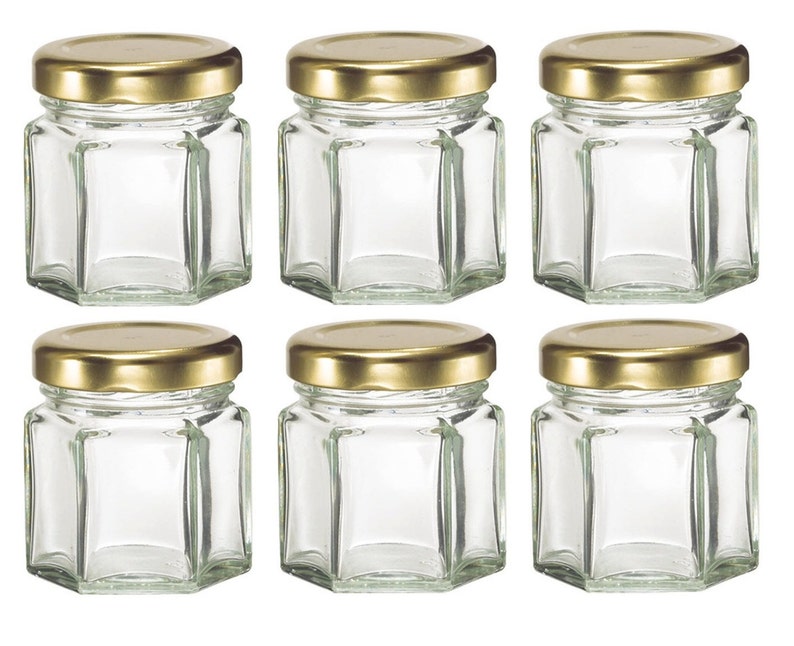 6 1.5 oz Mini Glass Jars for DIY Wedding jam jelly honey favors DIY Magnetic Spice Jars/ Storage and Organization image 3