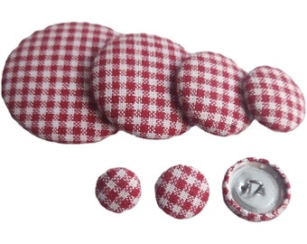 Red and White Homespun Fabric Button With a Metal Shank for Coats, Suits, Jackets, Cardigans and Vests