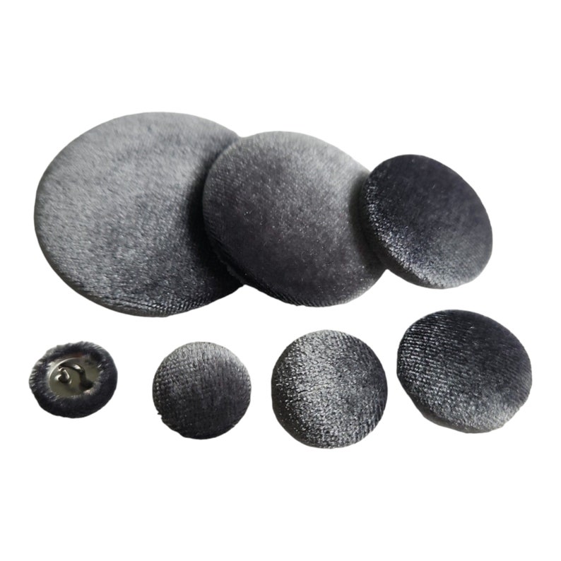 Hand Covered Gray Velvet Shank Buttons for Coats Jackets Handbags Skirts Dresses Blazers Pillows and Craft Projects / Handmade USA image 1
