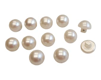 Plastic Ivory Pearl Bridal Buttons in Half Dome Shape - 7/16 inch -  11.5 mm - 18L - Set of 12