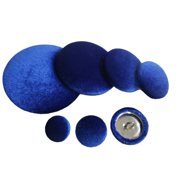 Royal Blue Velvet Covered Shank Buttons for Sewing Projects Blouses Blazers Skirts Dresses Best Man Suits Jackets and Sleeve Button.