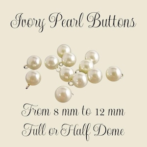 Full Round Ivory Pearl Bridal Buttons with metal shank 3/8  inches 16L - 10 mm - 1 Dozen
