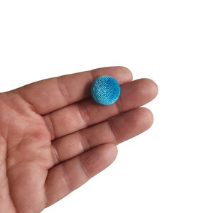 Aqua Blue Velvet Covered Shank Buttons for Sewing Projects Clothing Decorative Pillows Cushions and Cardmaking. 20L - 12.5mm - 1/2in
