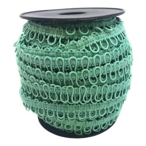 Sea Green Elastic Looped Trim for Bridal Dress Train Fastening & Theatrical Costumes - Adjacent Elastic Bridal loops Made in Europe Sea Foam
