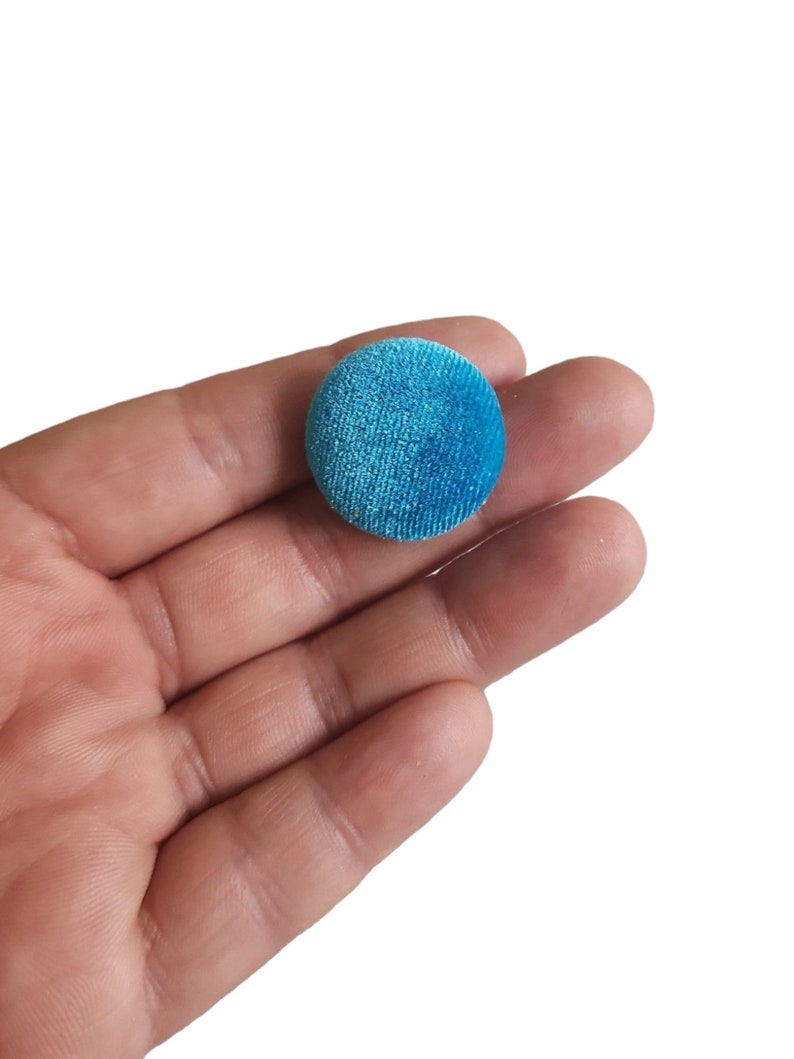 Aqua Blue Velvet Covered Shank Buttons for Sewing Projects Clothing Decorative Pillows Cushions and Cardmaking. 36L - 23mm - 7/8in