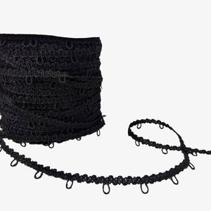 Black 1 inch spaced Elastic Bridal Button Loops