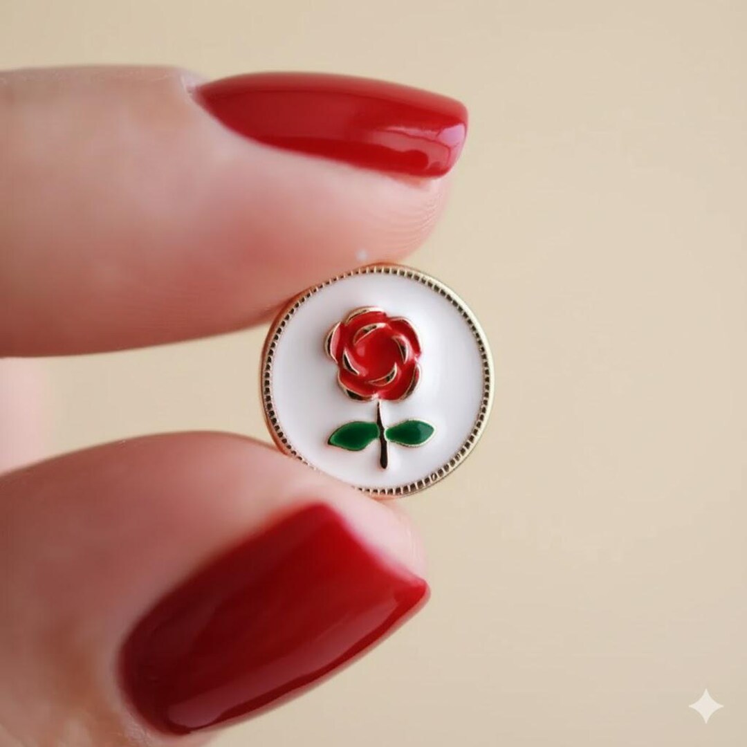 1/2" Red Rose Enamel Buttons – Choose Color & Quantity – Vintage Style ...