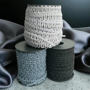 Black and Gray Elastic Bridal Button Loops / Choose your Color