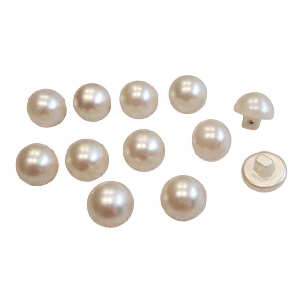 12 pcs Plastic Ivory Pearl Bridal Buttons  in Half Dome Shape with a Shank