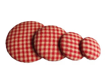 Red Beige Homespun Fabric Button With a Metal Shank for Coats, Suits, Jackets, Cardigans and Vests