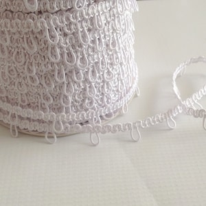 White 1 inch spaced Elastic Bridal Button Loops