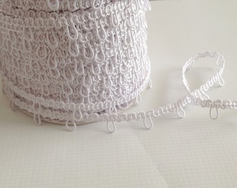 White 1 inch spaced Elastic Bridal Button Loops