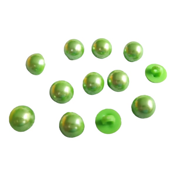 Pistachio Green Plastic Pearl Half Dome Shank Buttons - 18L - 11 mm - 7/16  inches