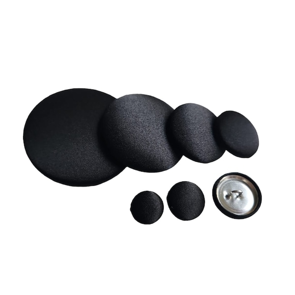 Black Silk Satin Buttons with Shank / Elegant Handmade Touch for Tuxedos Suits Blazers Bridesmaid Dresses Halloween Costumes and Crafts