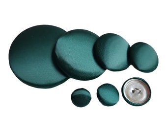 Hunter Green Silk Satin Buttons with a Shank / Elegant Handmade Touch for Tuxedos Suits Blazers Dresses / Traditional Holiday Greens