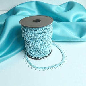 Medium Blue Elastic Bridal Button Loops – Wedding Gown Button Loop Trim – Stretch Button Tape for Dresses & Costumes - Made in Europe