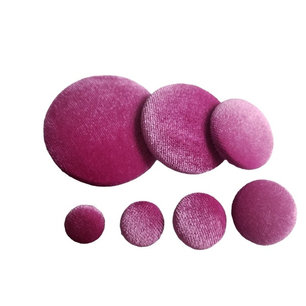 Hand Covered Orchid Pink Velvet Shank Buttons for Coats Blazer Jackets Pillows Upholstered Wall Panels Sofas Armchairs Ottomans.