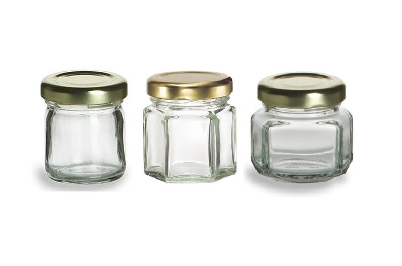 6 1.5 oz Mini Glass Jars for DIY Wedding jam jelly honey favors DIY Magnetic Spice Jars/ Storage and Organization image 1