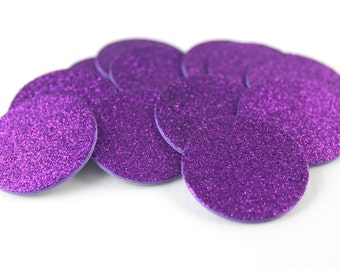 35 pcs Purple Glitter Foam Circle Stickers, seals, with adhesive back