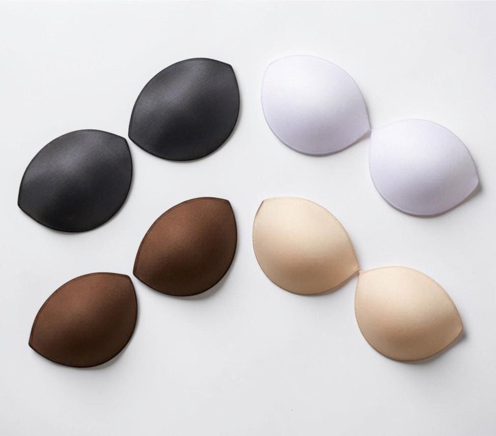 Un-padded Low Cut Bra Cups, Serged Sew in Semi-circular, Half Moon, Almond, Demi -swimsuit Wedding Dress - 8 Sizes - Black Beige White Brown