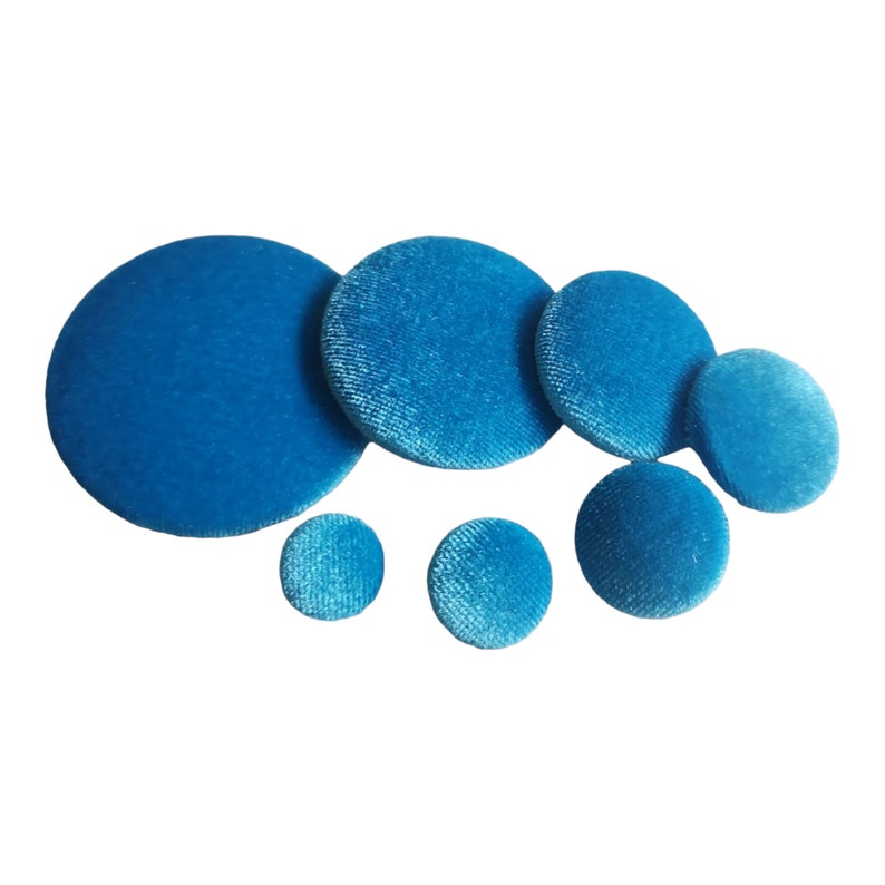 Aqua Blue Velvet Covered Shank Buttons for Sewing Projects Clothing Decorative Pillows Cushions and Cardmaking. image 1