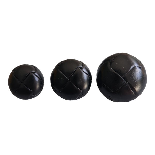 Black Genuine Leather Shank Buttons - For Halloween Outerwear Retro Style Trench Coat Waistcoat Oxford Jacket Cardigan and Upholstery.