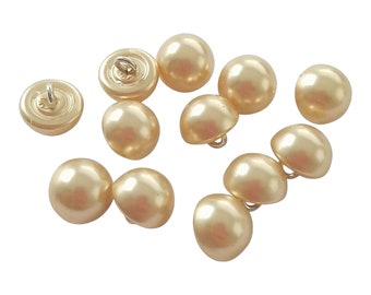 Champagne Pearl Wedding Dress Buttons - Half dome with a metal shank