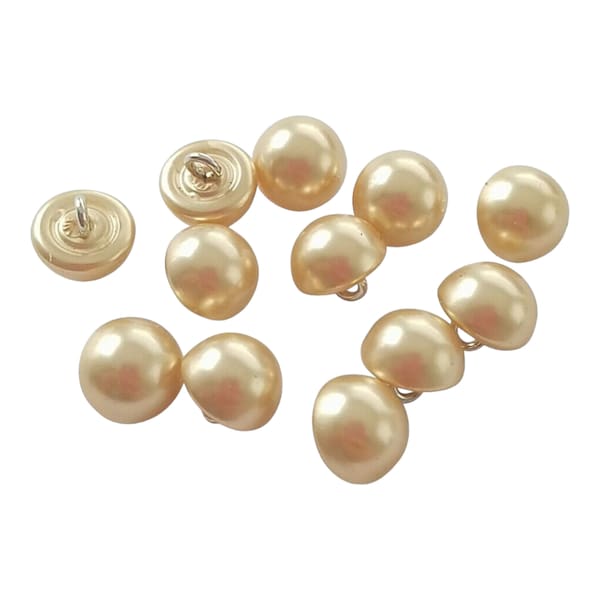 Champagne Pearl Wedding Dress Buttons - Half dome with a metal shank