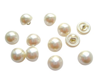 12 pcs 3/8" Ivory Pearl Bridal Buttons in Half Dome Shape