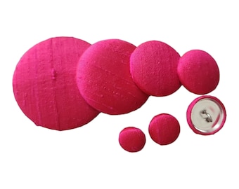 Fuchsia Pink Dupioni Silk Shank Buttons / Elegant Handmade Touch for Tuxedos Suits Blazers Bridesmaid Dresses Wedding Gowns