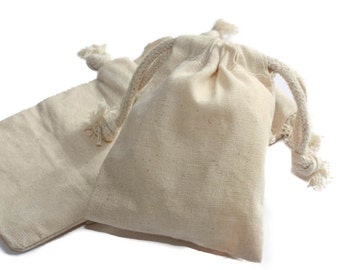 200 pcs 4  inchesx6 in Natural Muslin Bags with Drawstrings