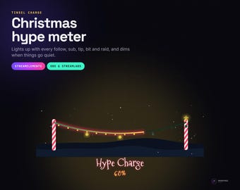 Christmas Hype Meter Widget for Twitch, StreamElements and OBS, Tinsel Charge