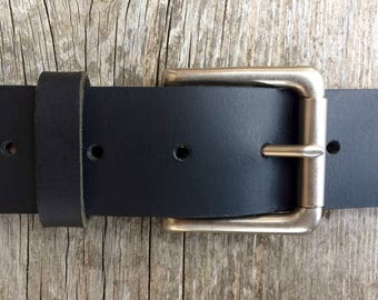 Full grain black leather belt Nickel belt buckle Mens leather belt Casual leather belt Womens leather belt wide leather belt Men belt custom