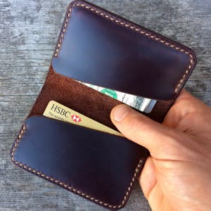 Front pocket wallet Card wallet Mens wallet Mens leather wallet Handsewn wallet Mens slim wallet Thin wallet Brown leather wallet Minimalist image 5