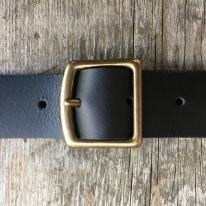 Simple black leather belt Black leather work belt Full grain leather belt Solid brass buckle Mens leather belt Mens belts 1.25 inch leather
