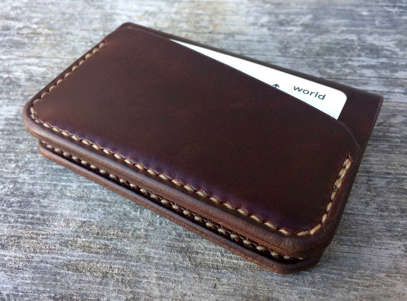 Front pocket wallet Card wallet Mens wallet Mens leather wallet Handsewn wallet Mens slim wallet Thin wallet Brown leather wallet Minimalist image 4