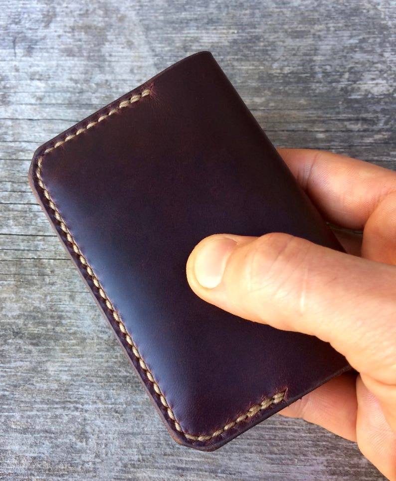 Front pocket wallet Card wallet Mens wallet Mens leather wallet Handsewn wallet Mens slim wallet Thin wallet Brown leather wallet Minimalist image 9