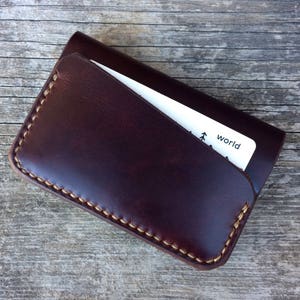 Front pocket wallet Card wallet Mens wallet Mens leather wallet Handsewn wallet Mens slim wallet Thin wallet Brown leather wallet Minimalist image 2