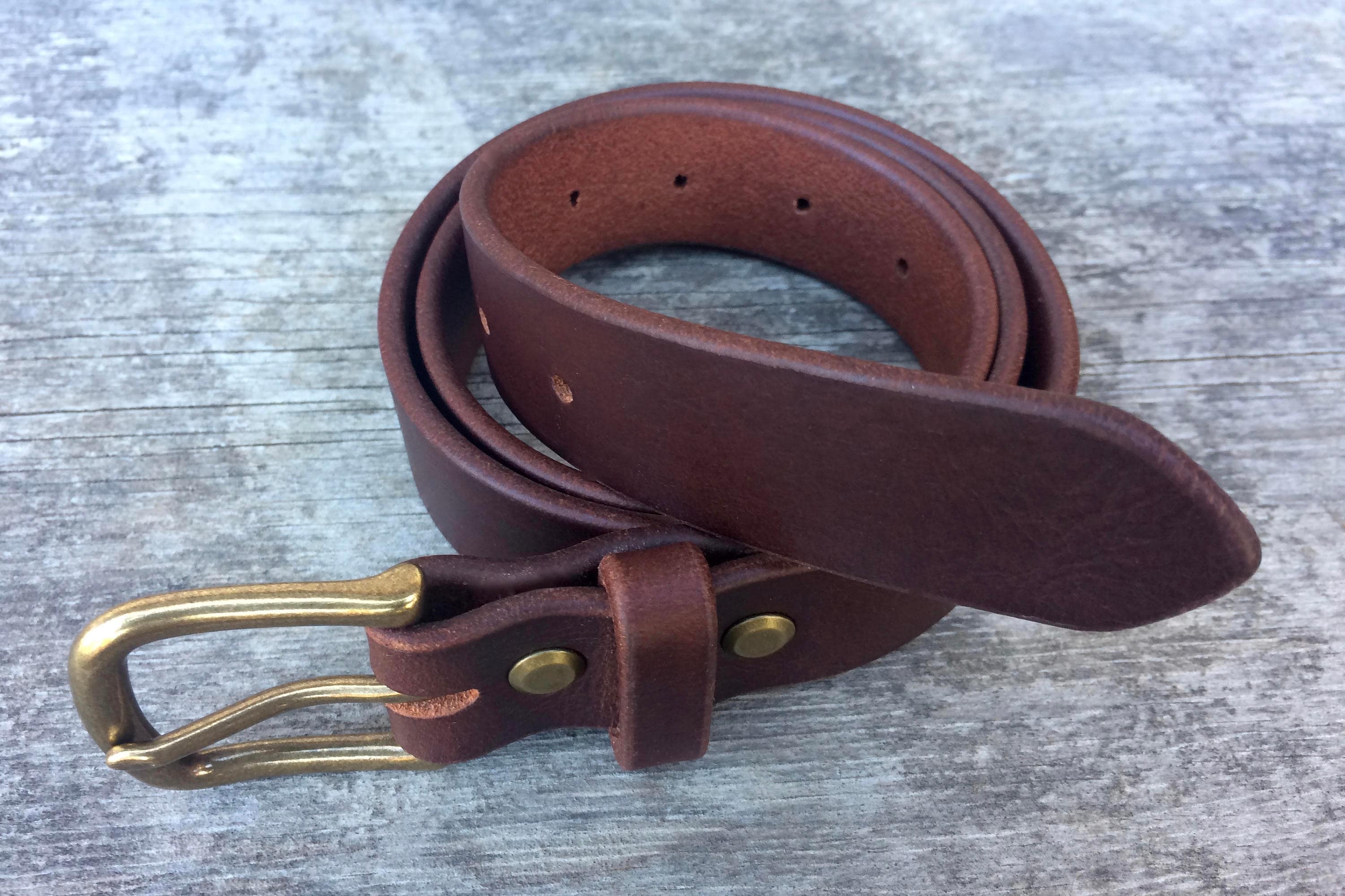 Brown leather belt Solid brass buckle Made in the USA Brown Etsy