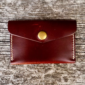 Billetera snap Billetera handsewn Billetera delgada Billetera para hombre Billetera de bolsillo frontal Billetera delgada Cuero de grano completo Made in America Billetera de cuero marrón